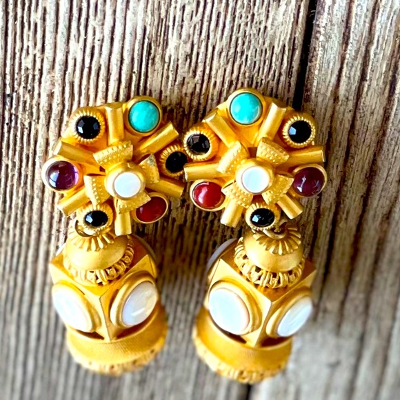 Natasha Stambouli Matte 24k Gold Plated Clipons - Picture 1 of 16